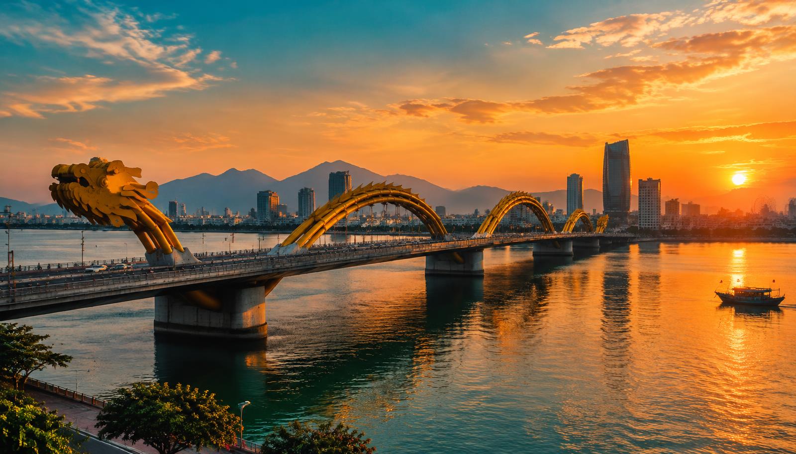 Dragon Bridge over the Han River at sunset